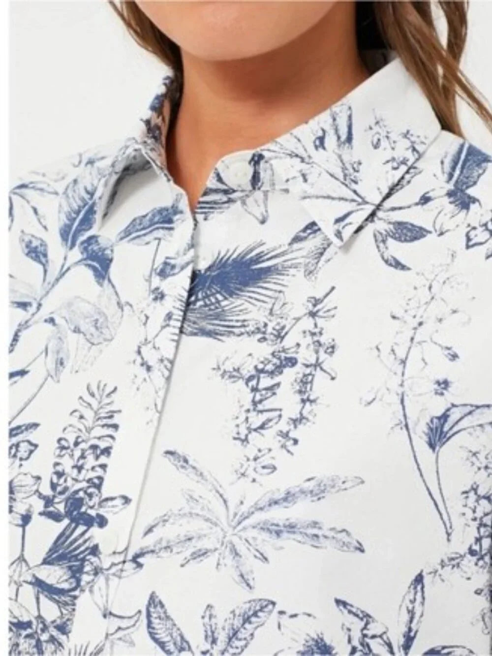 Hyacinth House Beau Boyfriend Shirt XXS NWT Navy Floral Bracelet Sleeve - Picture 5 of 11